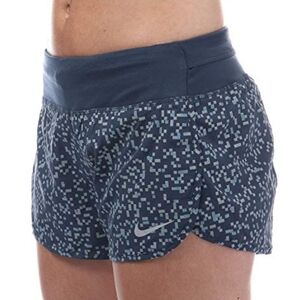 Nike Women's Flex Running Shorts Grey 856600-471 Navy Silver Patterned